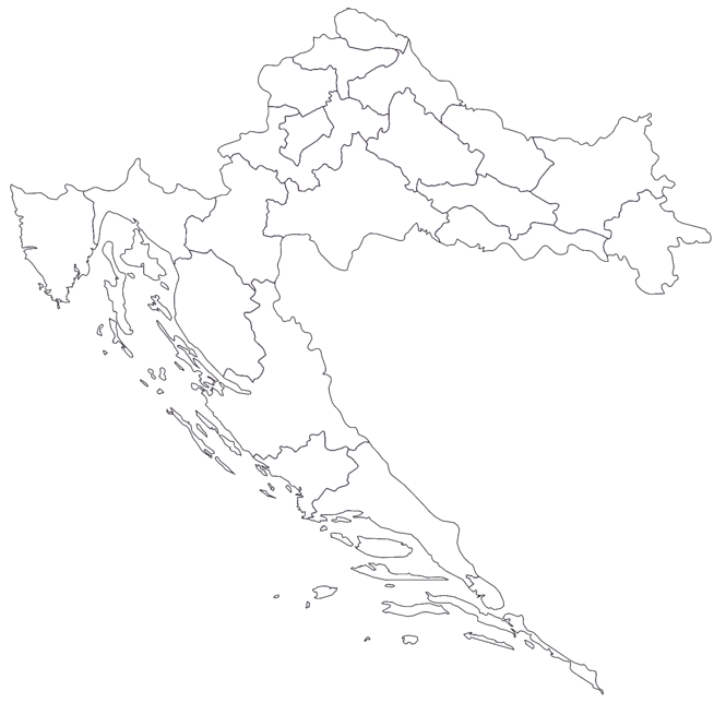 Karta Hrvatske s lokacijama održavanja nastave.